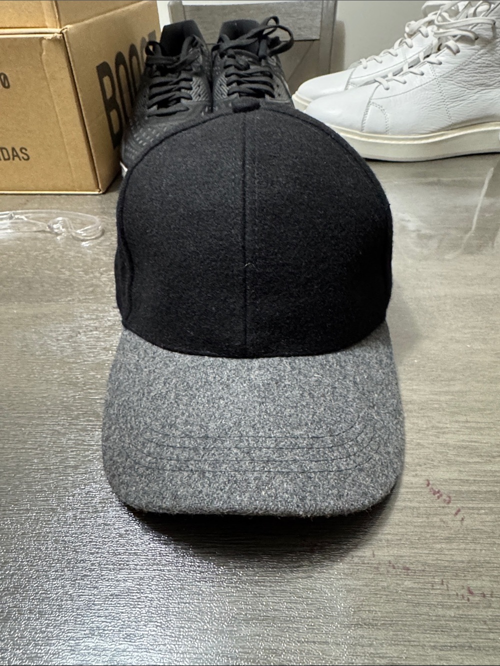 Men's Two-Tone Wool Baseball Cap - Black & Gray